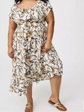 Torrid Size 0 (US Large) Washable Challis Off-Shoulder Tea Dress Short Sleeve